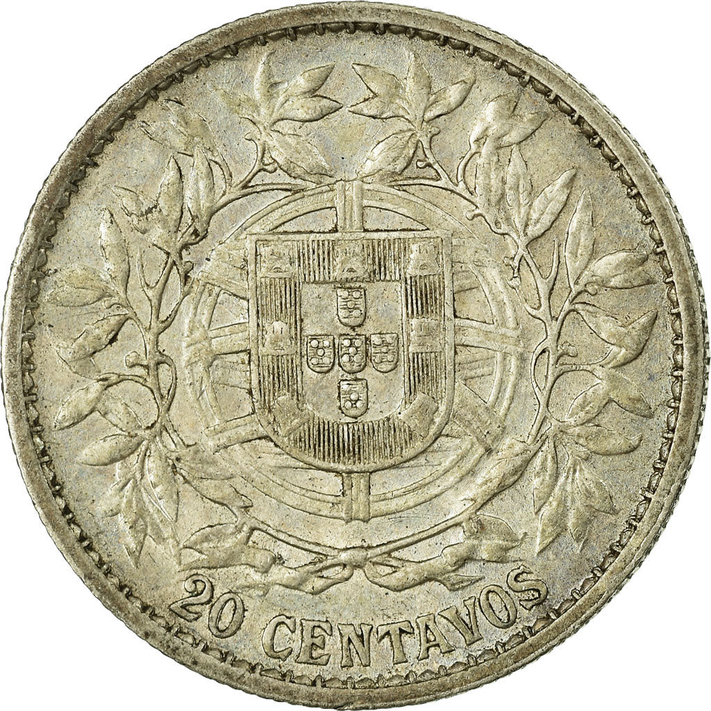 Coin, Portugal, 20 Centavos, 1916, EF(40-45), Silver, KM:562
