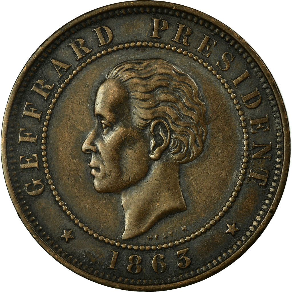 Coin, Haiti, 20 Centimes, 1863, AU(50-53), Bronze, KM:41
