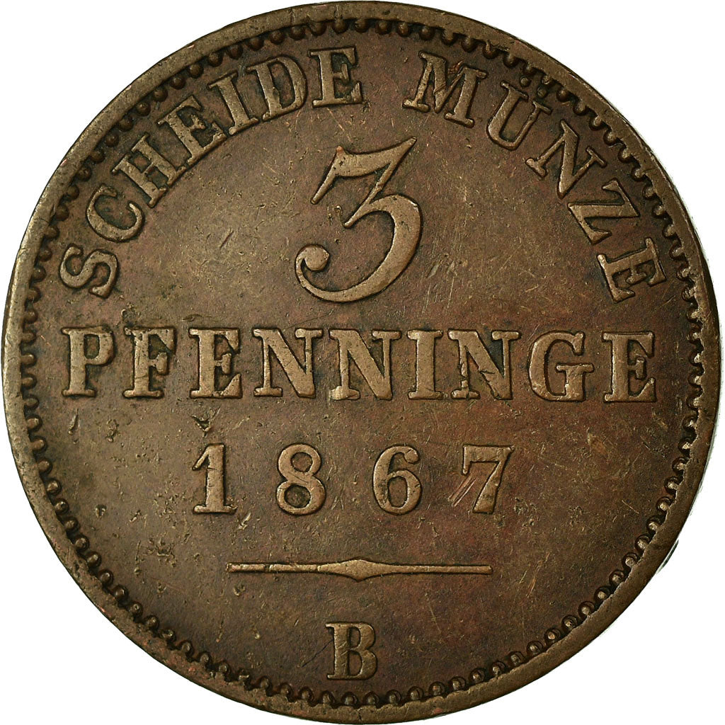 Coin, German States, PRUSSIA, Wilhelm I, 3 Pfennig, 1867, Hannover, EF(40-45)