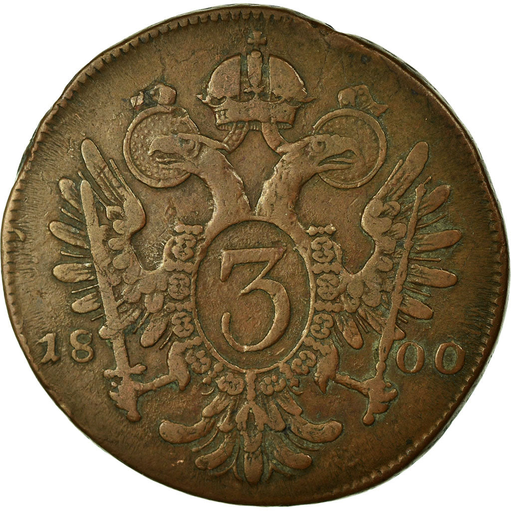 Monnaie, Autriche, Franz II (I), 3 Kreuzer, 1800, Prague, TB, Cuivre, KM:2115.3