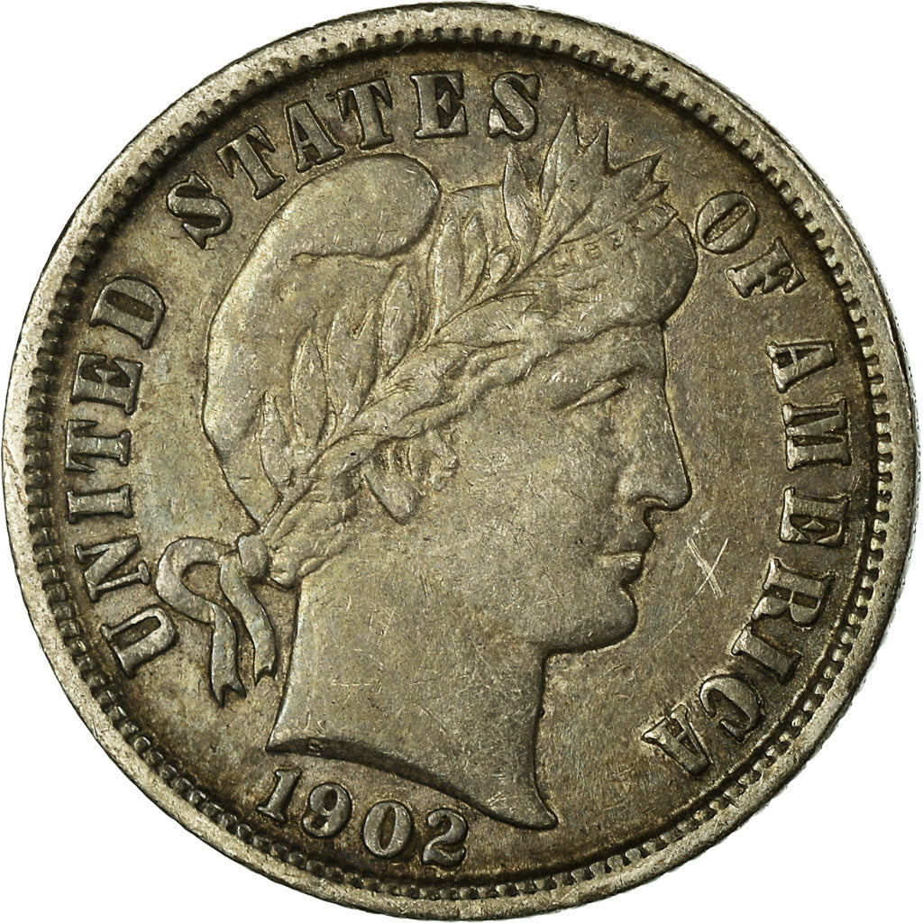 Coin, United States, Barber Dime, Dime, 1902, U.S. Mint, Philadelphia