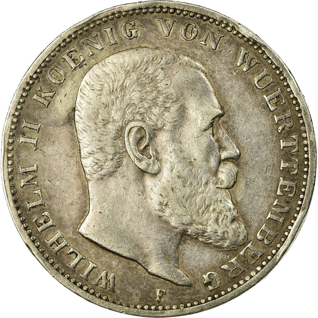 Coin, German States, WURTTEMBERG, Wilhelm II, 3 Mark, 1913, Freudenstadt