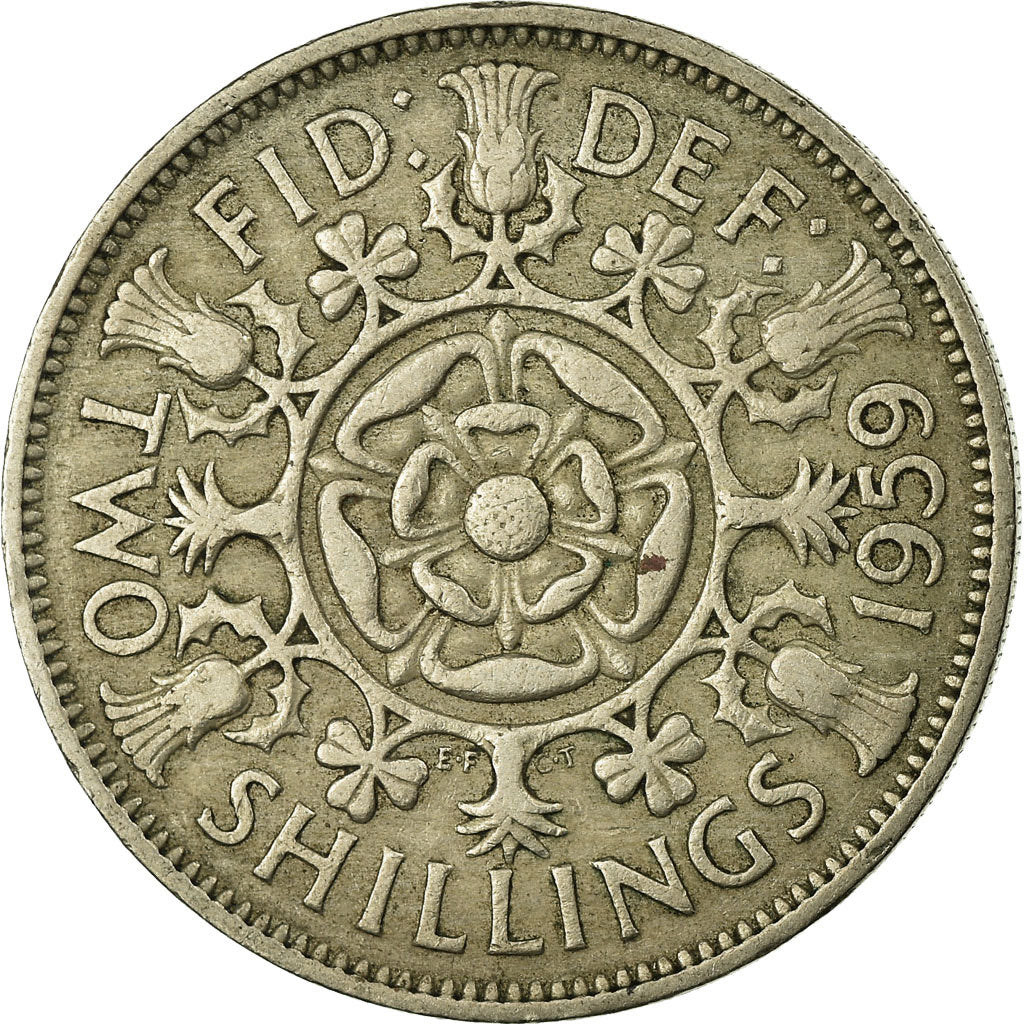 Monnaie, Grande-Bretagne, Elizabeth II, Florin, Two Shillings, 1959, TB+