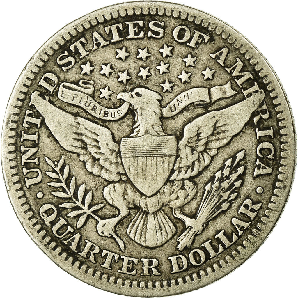 Coin, United States, Barber Quarter, Quarter, 1908, U.S. Mint, Philadelphia