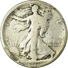 Coin, United States, Walking Liberty Half Dollar, Half Dollar, 1917, U.S. Mint