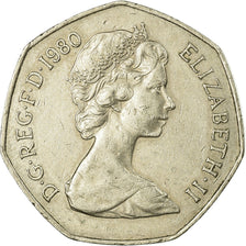 Moneda, Gran Bretaña, Elizabeth II, 50 New Pence, 1980, BC+, Cobre - níquel