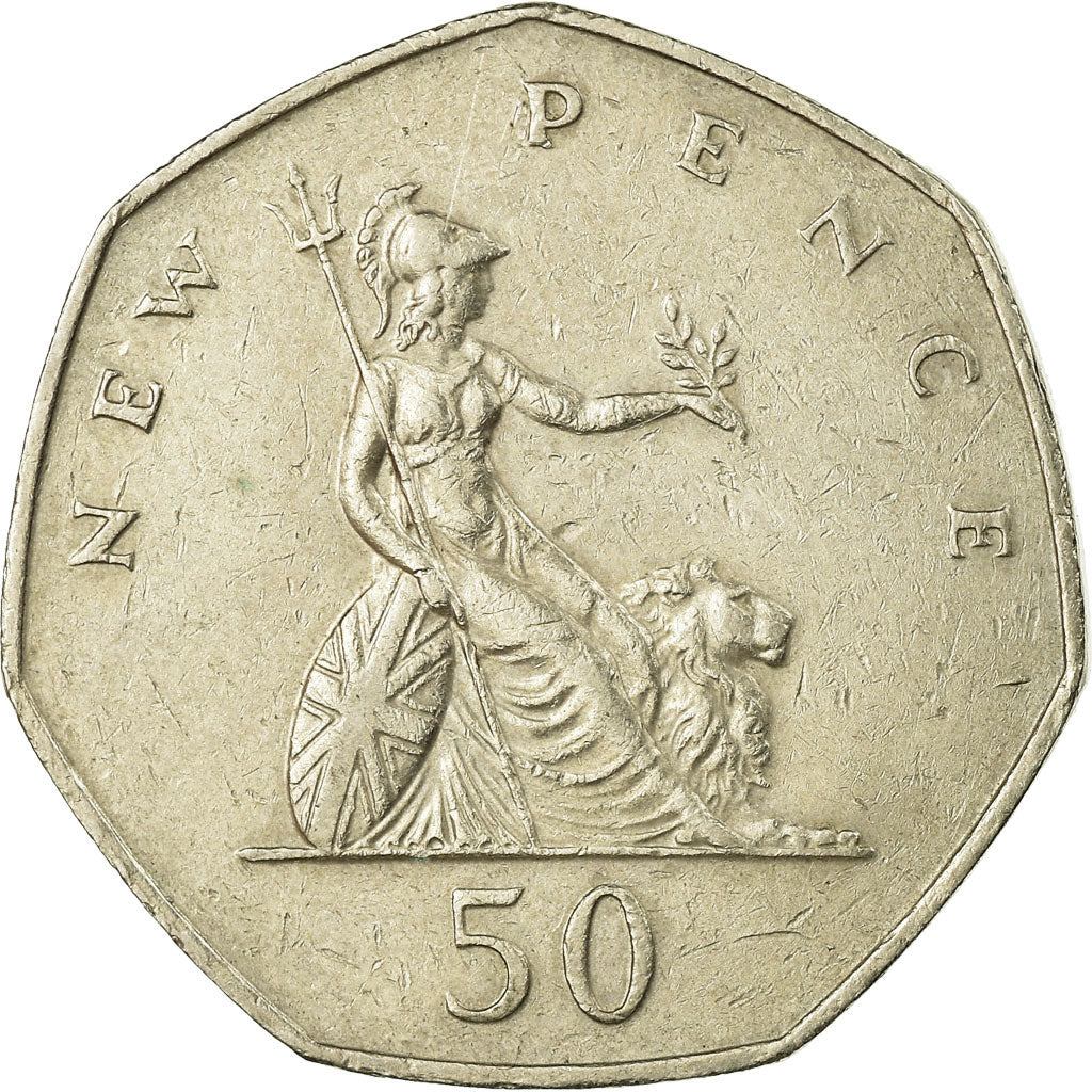 Coin, Great Britain, Elizabeth II, 50 New Pence, 1980, VF(30-35), Copper-nickel
