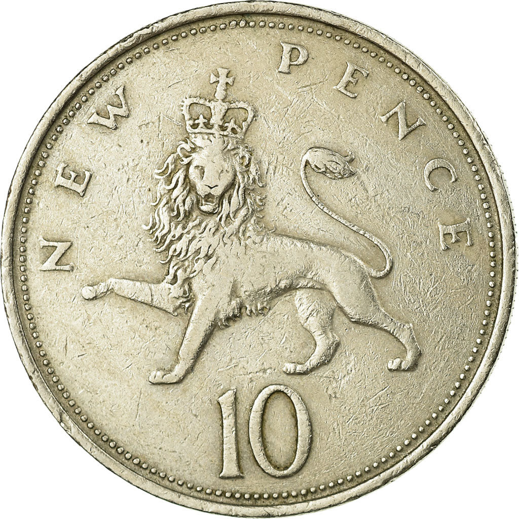 Coin, Great Britain, Elizabeth II, 10 New Pence, 1971, VF(30-35), Copper-nickel