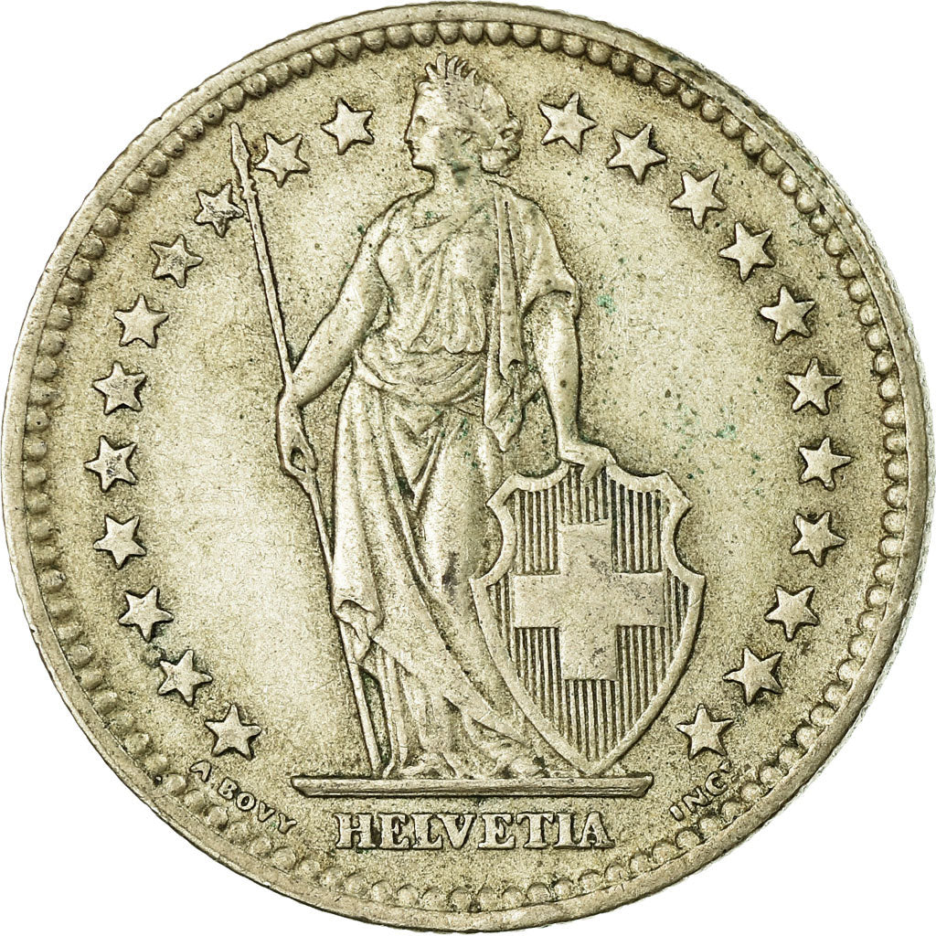 Coin, Switzerland, 2 Francs, 1958, Bern, EF(40-45), Silver, KM:21