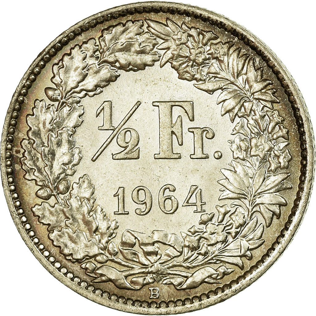 Coin, Switzerland, 1/2 Franc, 1964, Bern, MS(60-62), Silver, KM:23