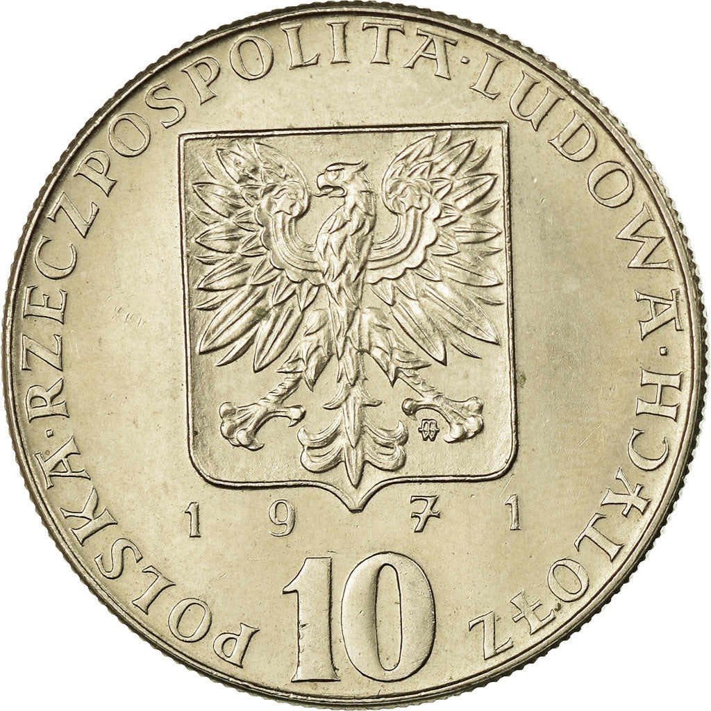 Moneta, Polonia, 10 Zlotych, 1971, Warsaw, BB+, Rame-nichel, KM:63