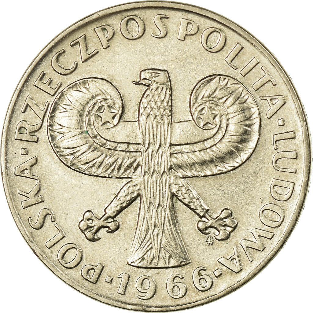 Moneda, Polonia, 10 Zlotych, 1966, Warsaw, MBC, Cobre - níquel, KM:56