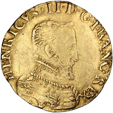 FRANCE, Double Henri d'or, 1559, Nantes, AU(50-53), Gold, Sombart #4974, 6.18