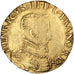 FRANCE, Double Henri d'or, 1559, Nantes, AU(50-53), Gold, Sombart #4974, 6.18