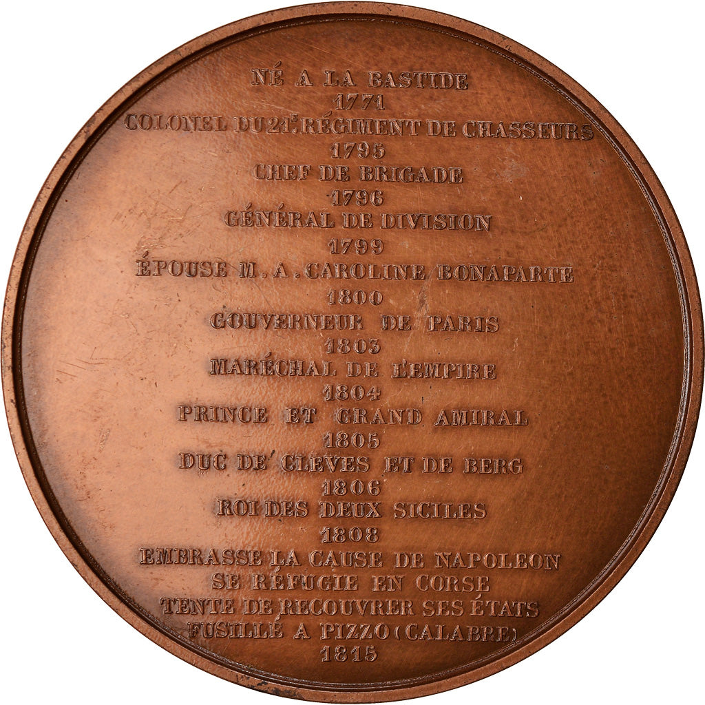 France, Médaille, Joachim Napoléon Murat, 1967, Jaley, Refrappe, SPL, Bronze