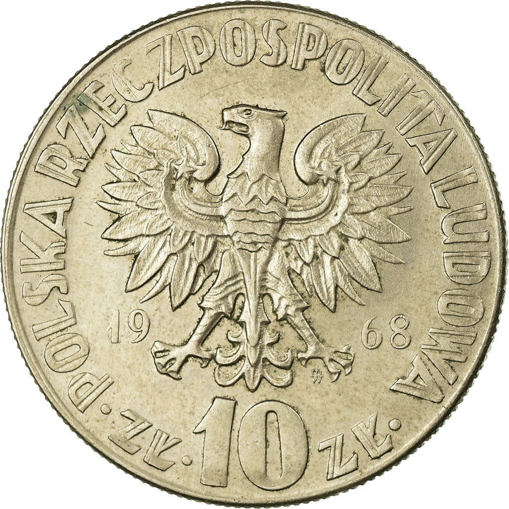 Moneda, Polonia, 10 Zlotych, 1968, Warsaw, EBC, Cobre - níquel, KM:51a