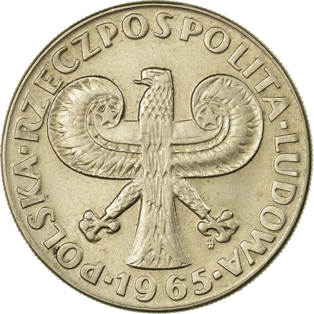 Moneta, Polonia, 10 Zlotych, 1965, Warsaw, BB, Rame-nichel, KM:55