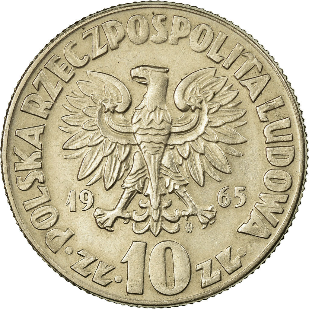 Coin, Poland, 10 Zlotych, 1965, Warsaw, EF(40-45), Copper-nickel, KM:51