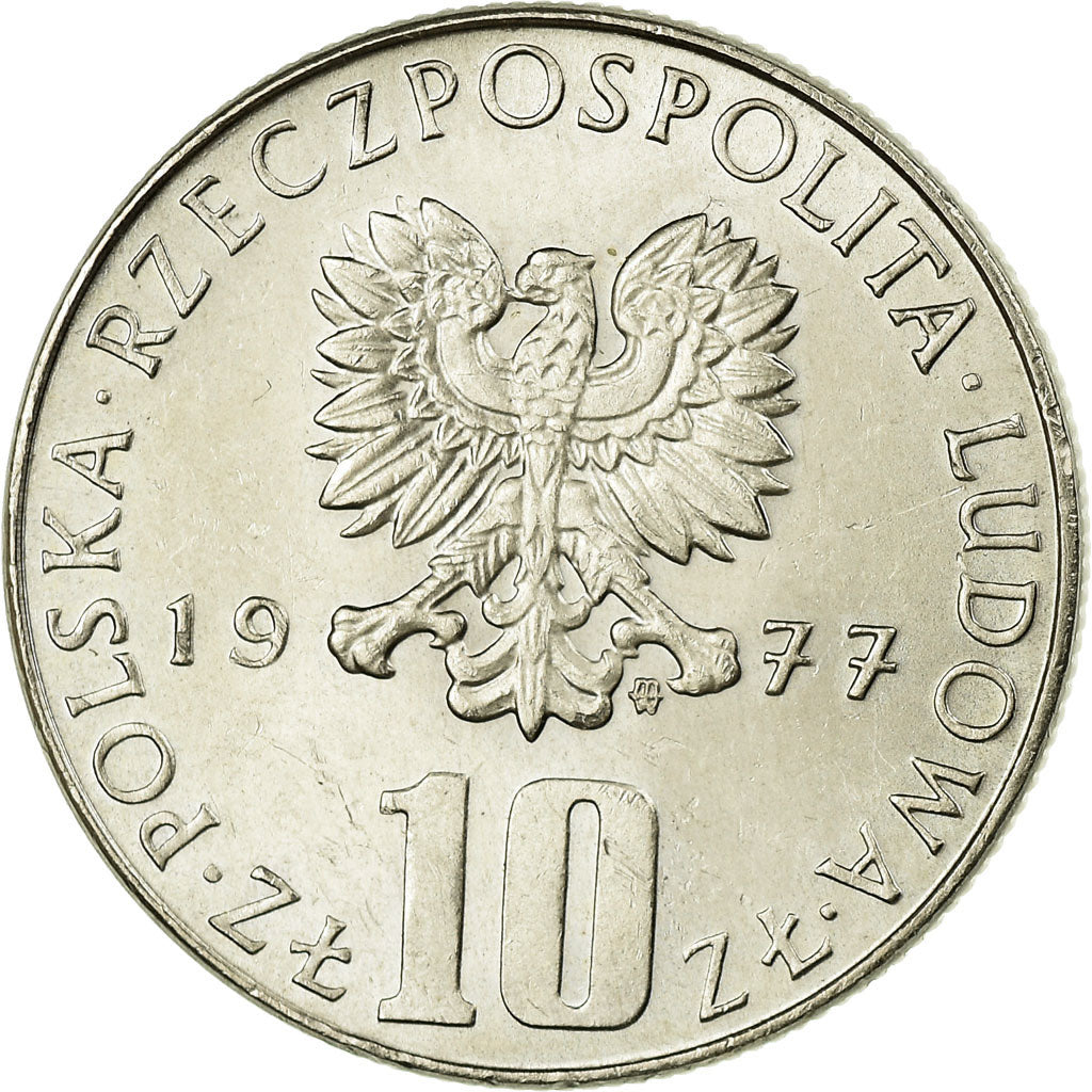 Moneda, Polonia, 10 Zlotych, 1977, Warsaw, EBC, Cobre - níquel, KM:73