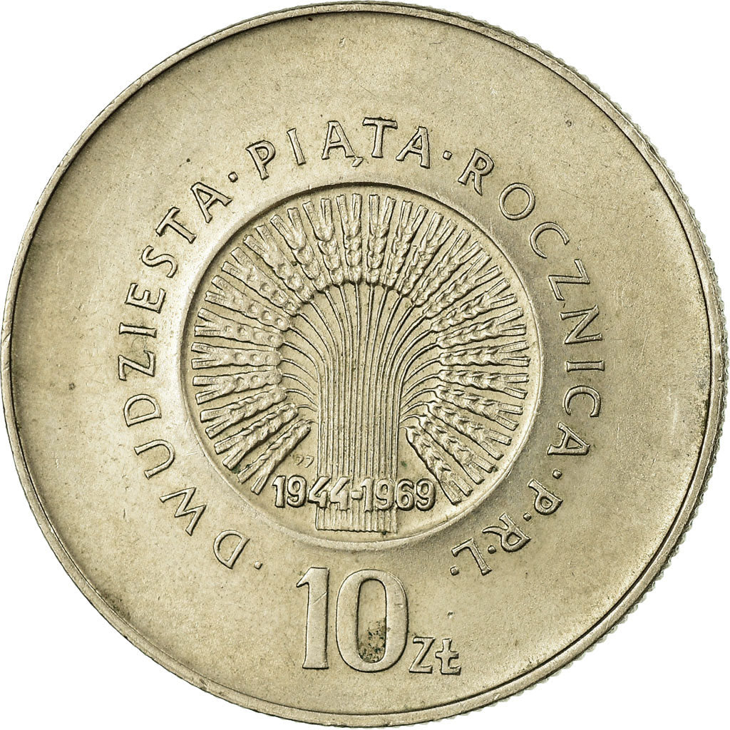 Moneda, Polonia, 10 Zlotych, 1969, Warsaw, MBC+, Cobre - níquel, KM:61