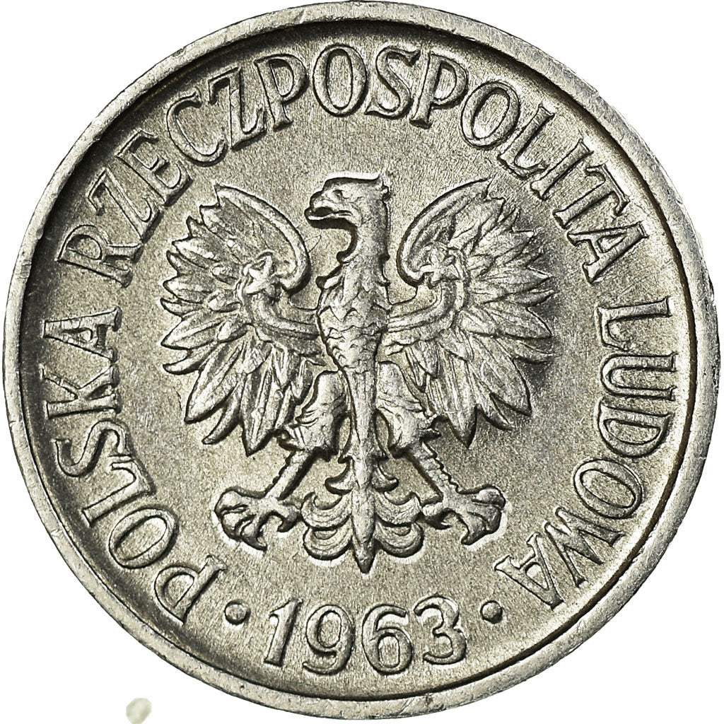 Moneta, Polska, 5 Groszy, 1963, Warsaw, AU(55-58), Aluminium, KM:A46