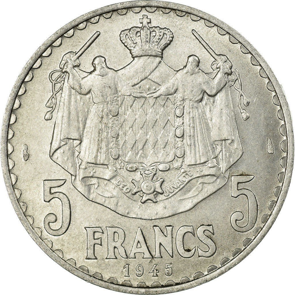 Monnaie, Monaco, Louis II, 5 Francs, 1945, SUP, Aluminium, KM:122