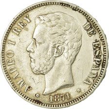 Coin, Spain, Amadeao I, 5 Pesetas, 1871, VF(30-35), Silver, KM:666