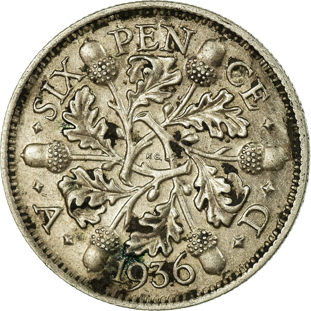 Coin, Great Britain, George V, 6 Pence, 1936, EF(40-45), Silver, KM:832