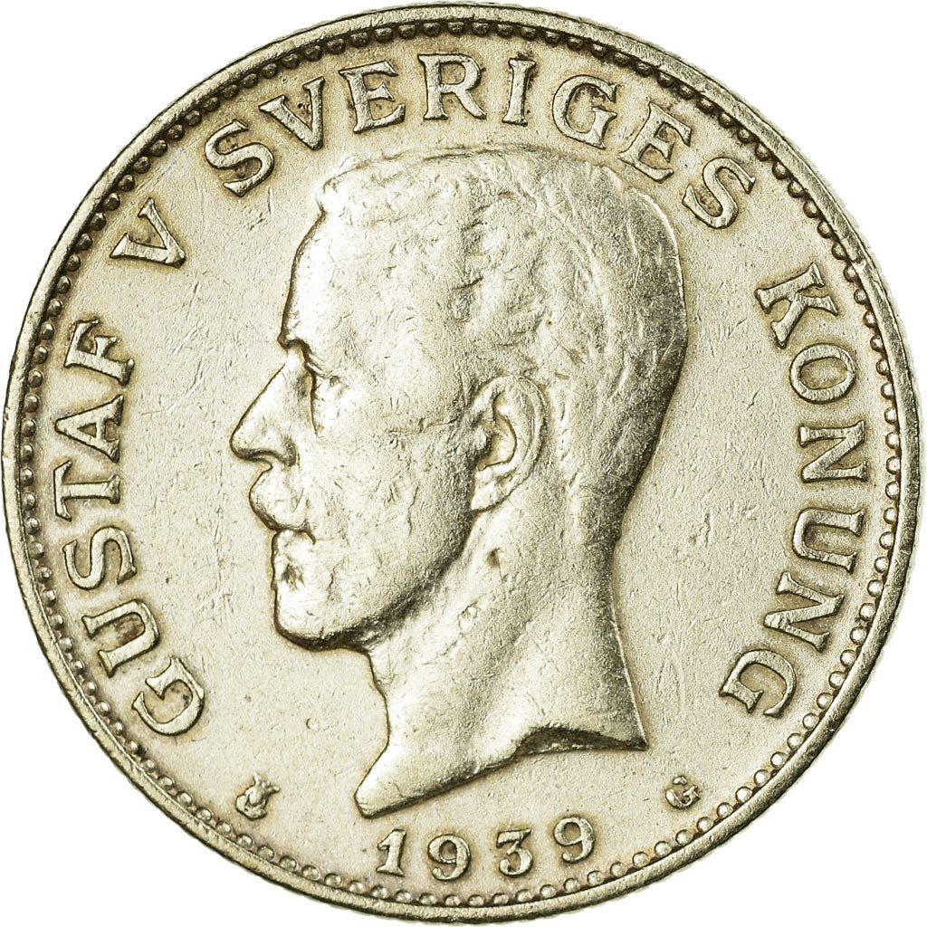 Coin, Sweden, Gustaf V, Krona, 1939, VF(30-35), Silver, KM:786.2