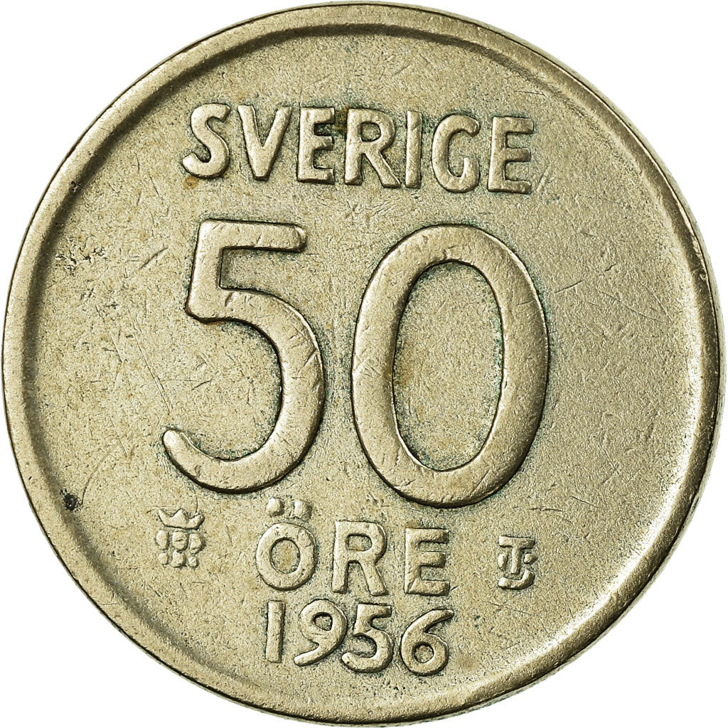 Coin, Sweden, Gustaf VI, 50 Öre, 1956, EF(40-45), Silver, KM:825
