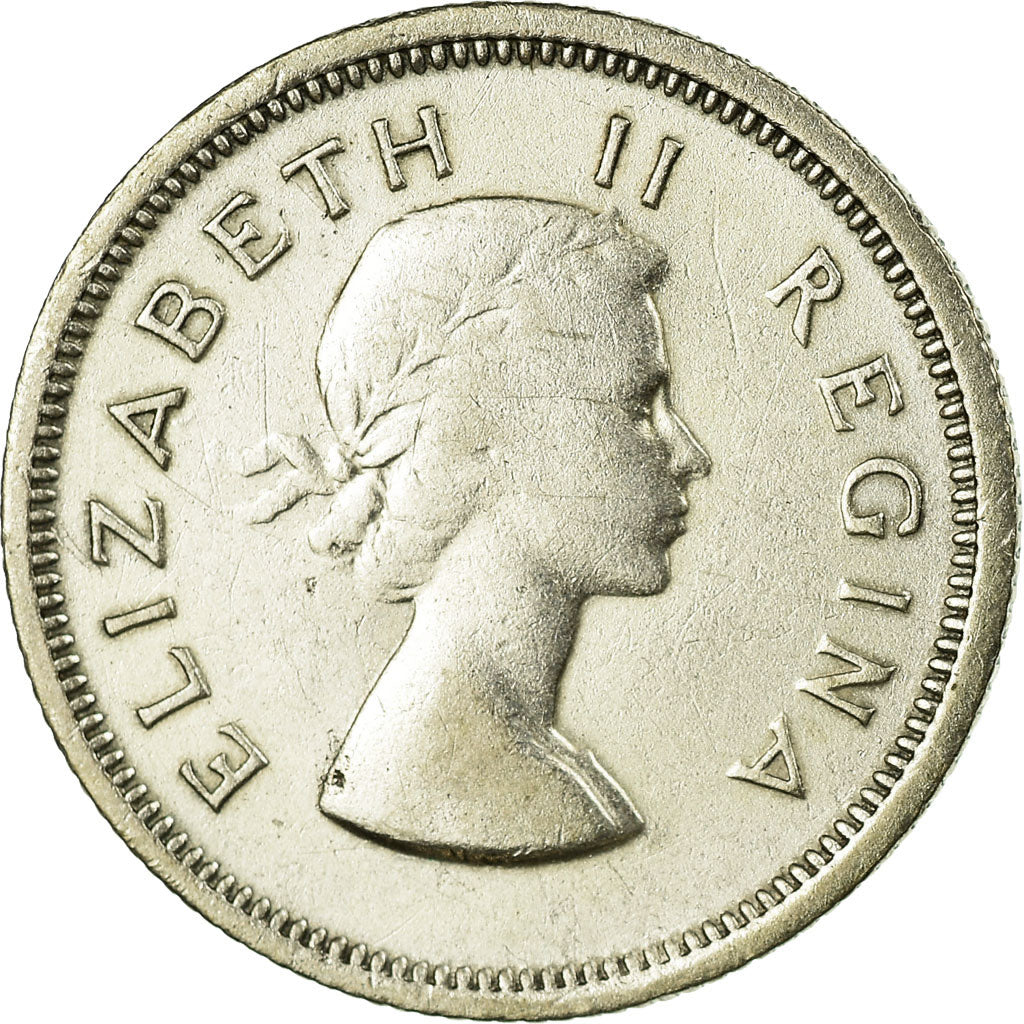 Monnaie, Afrique du Sud, Elizabeth II, 6 Pence, 1957, TB+, Argent, KM:48