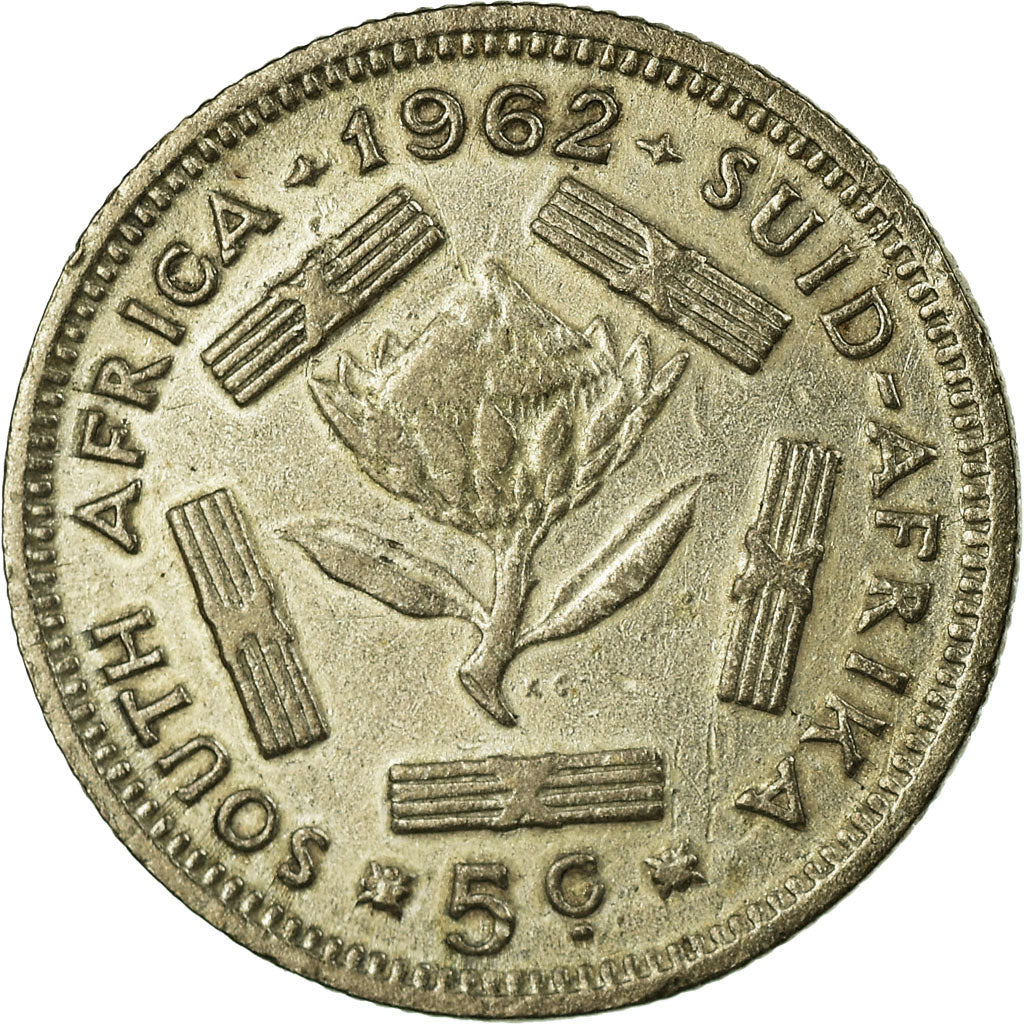 Coin, South Africa, 5 Cents, 1962, VF(30-35), Silver, KM:59