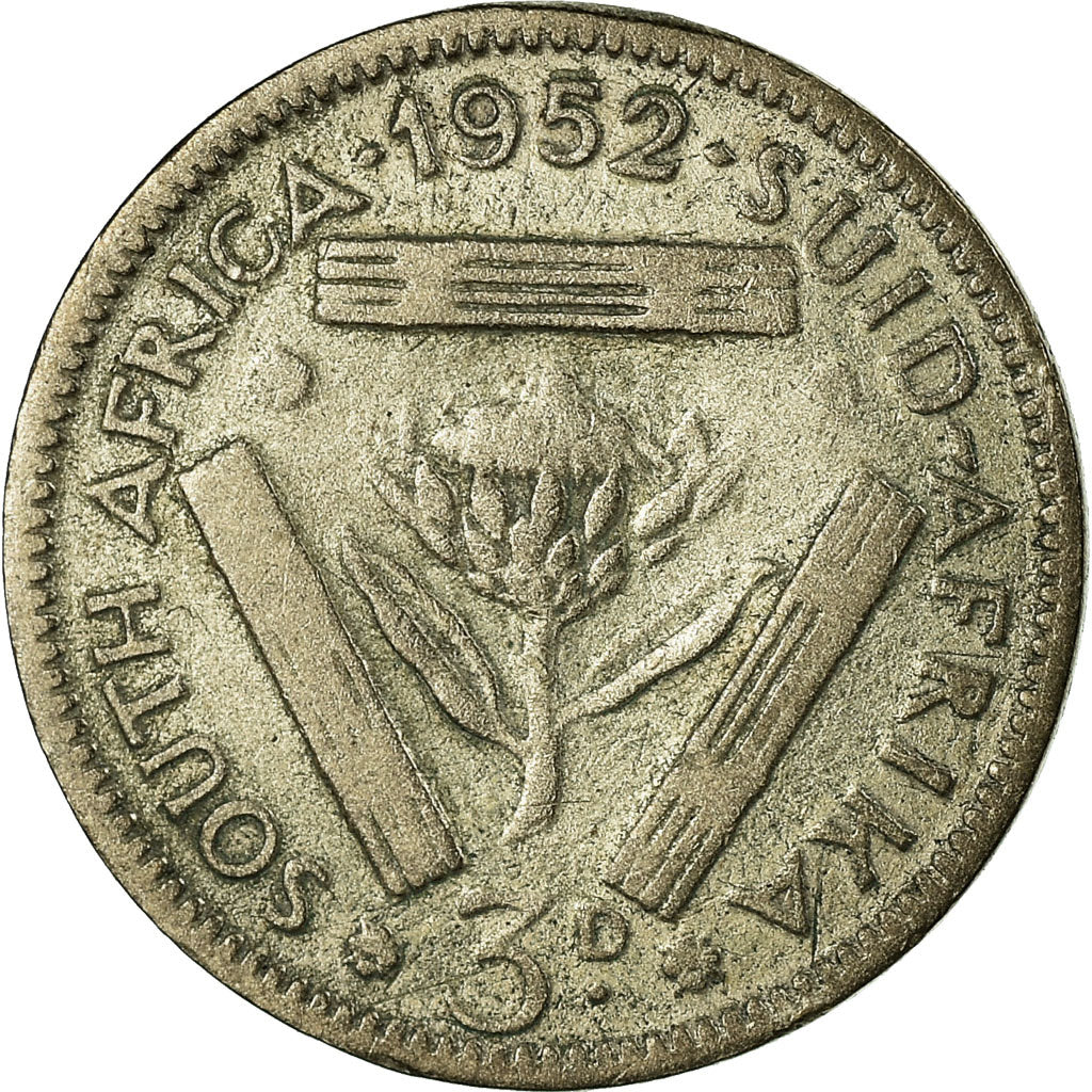 Coin, South Africa, George VI, 3 Pence, 1952, VF(20-25), Silver, KM:35.2