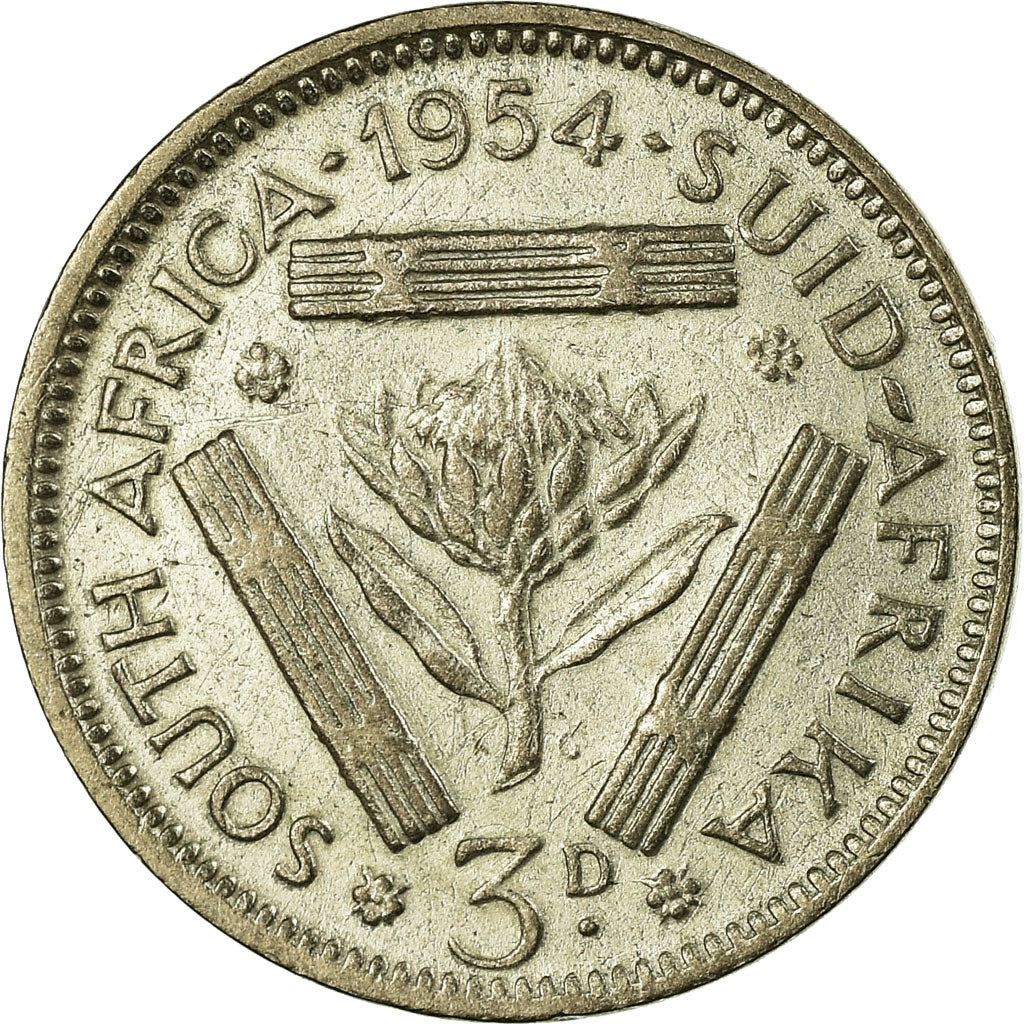 Monnaie, Afrique du Sud, Elizabeth II, 3 Pence, 1954, TB, Argent, KM:47