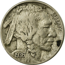 Coin, United States, Buffalo Nickel, 5 Cents, 1936, U.S. Mint, Philadelphia