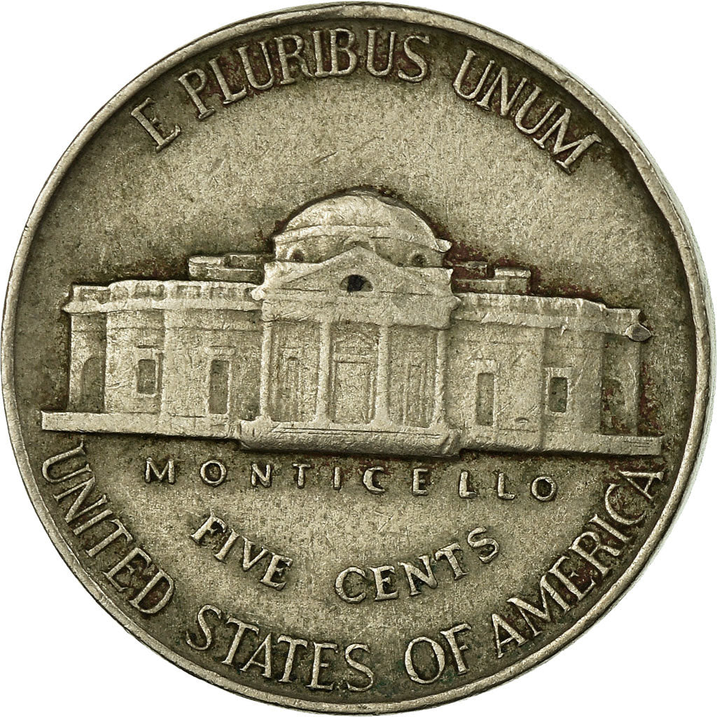 Coin, United States, Jefferson Nickel, 5 Cents, 1939, U.S. Mint, Philadelphia