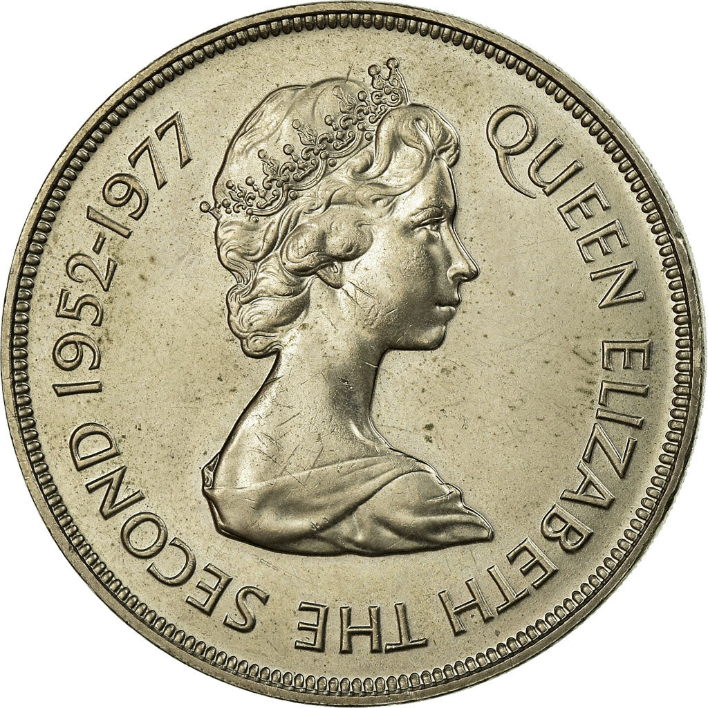 Coin, Guernsey, Elizabeth II, 25 Pence, 1977, AU(55-58), Copper-nickel, KM:31