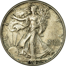Coin, United States, Walking Liberty Half Dollar, Half Dollar, 1942, U.S. Mint