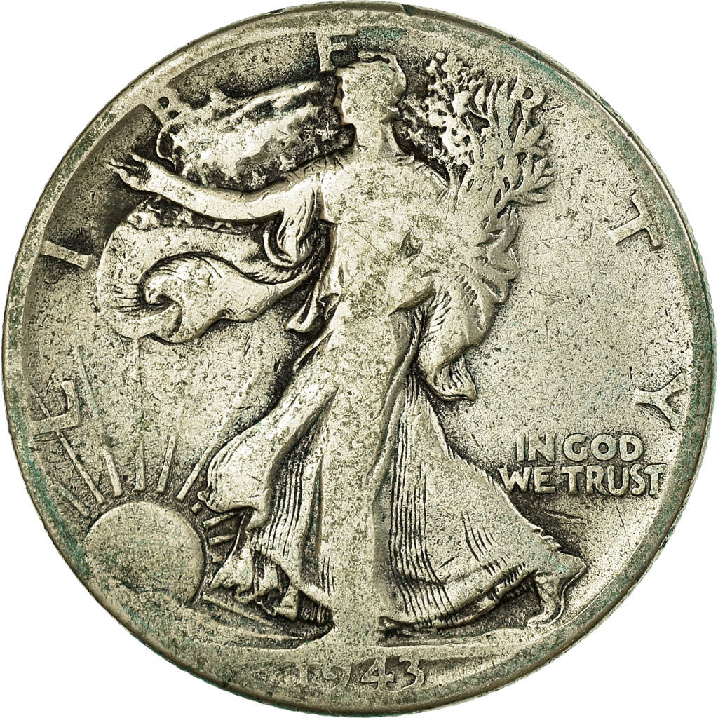 Coin, United States, Walking Liberty Half Dollar, Half Dollar, 1943, U.S. Mint