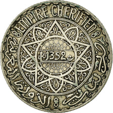 Coin, Morocco, Mohammed V, 5 Francs, AH 1352/1933, Paris, EF(40-45), Silver