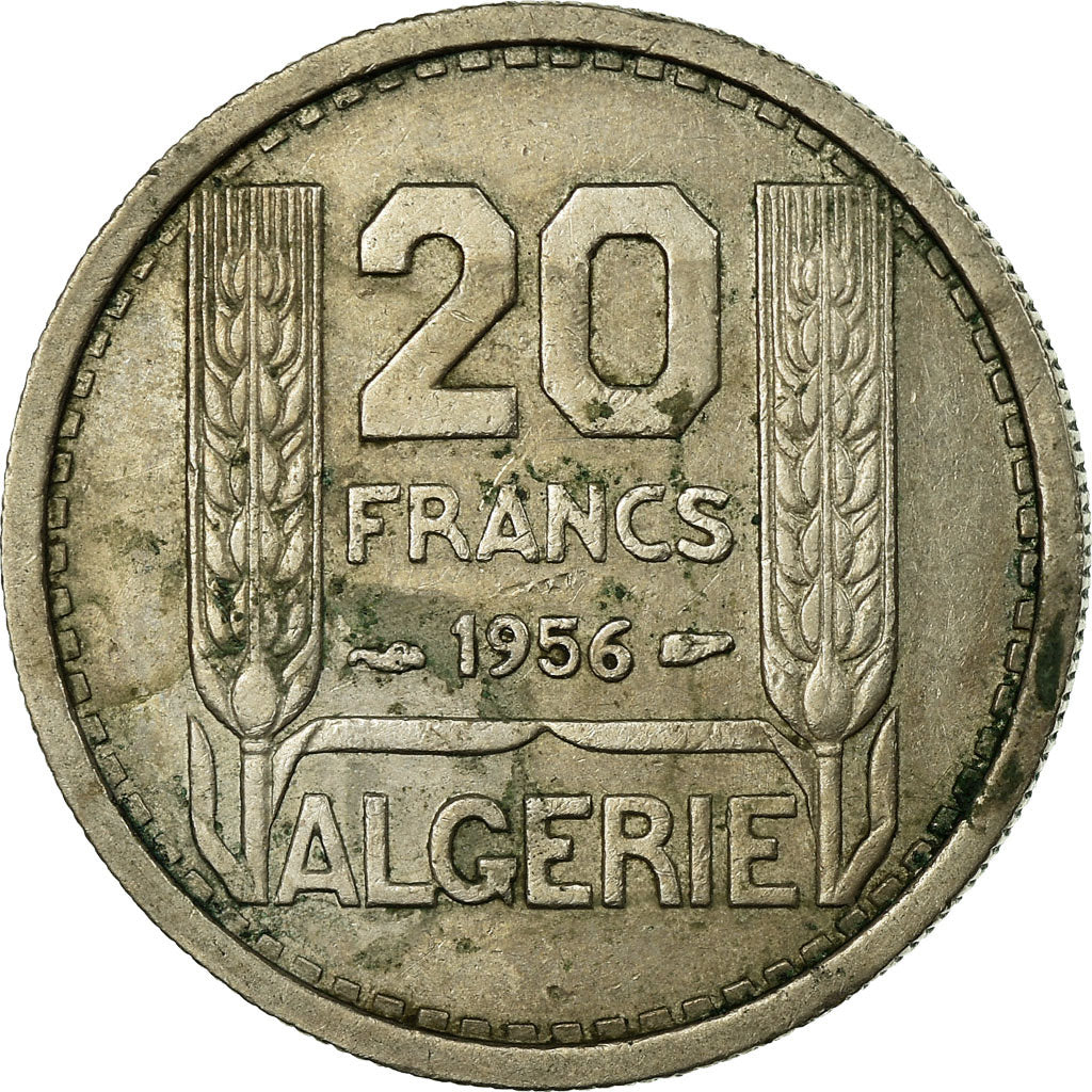 Moneta, Algeria, 20 Francs, 1956, Paris, MB, Rame-nichel, KM:91