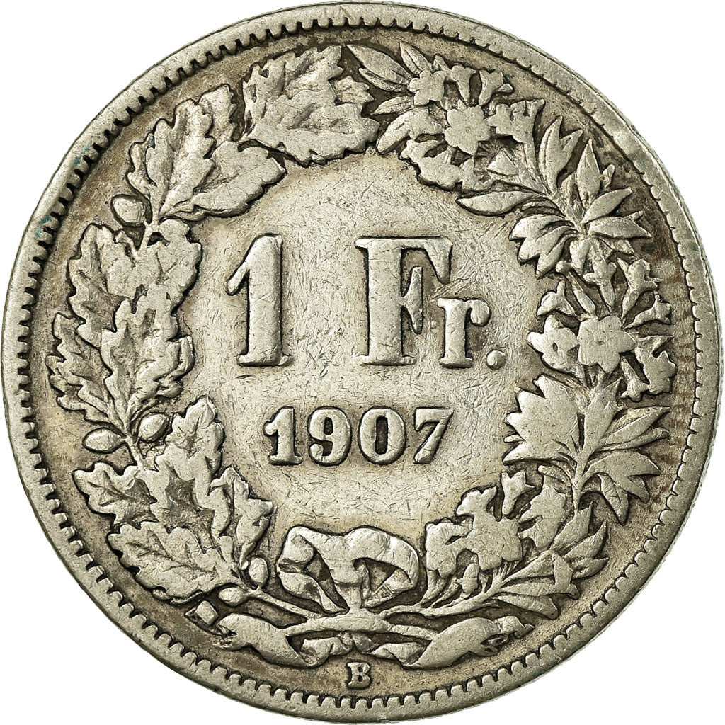 Coin, Switzerland, Franc, 1907, Bern, VF(20-25), Silver, KM:24