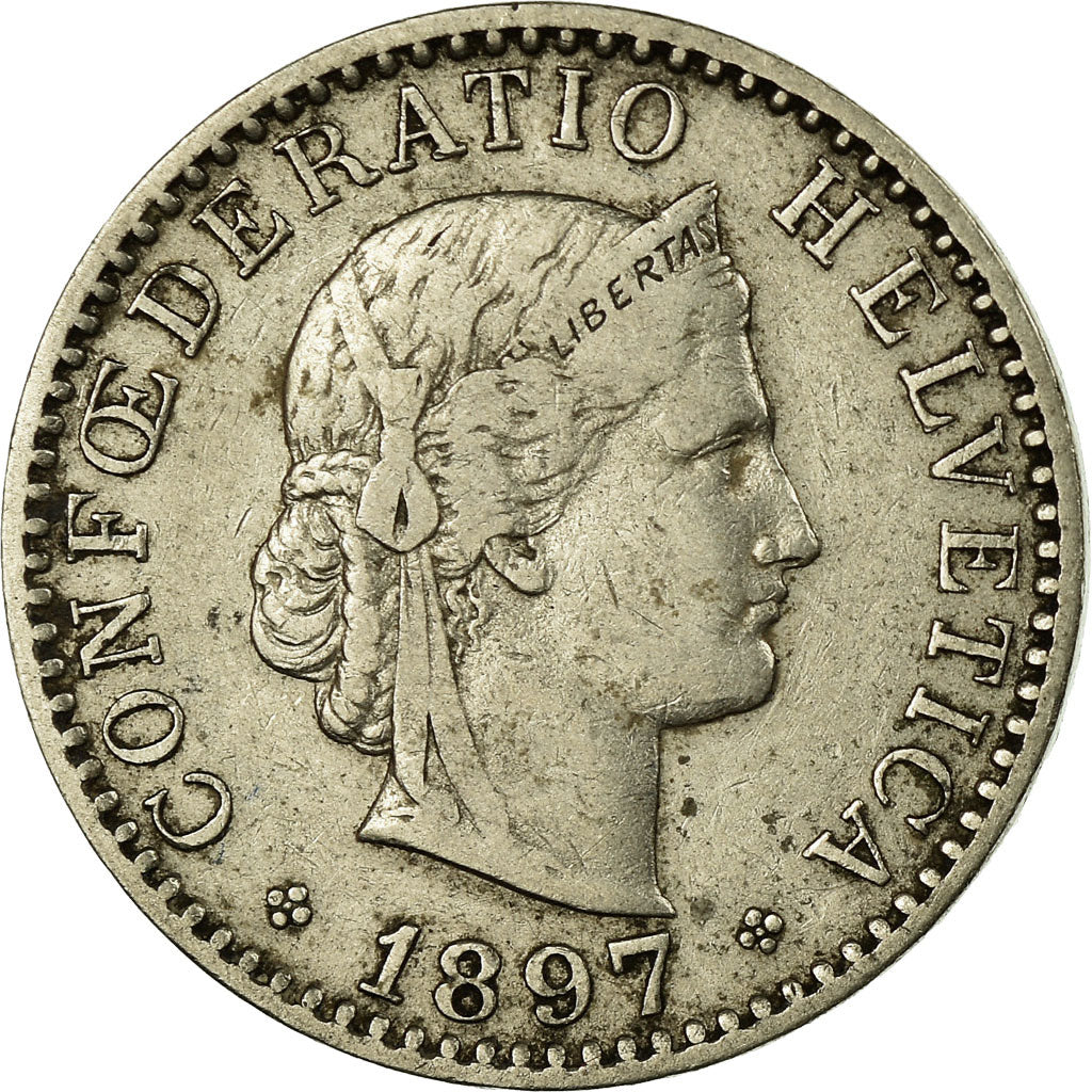Coin, Switzerland, 20 Rappen, 1897, Bern, VF(20-25), Nickel, KM:29
