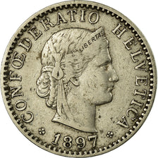 Coin, Switzerland, 20 Rappen, 1897, Bern, VF(20-25), Nickel, KM:29