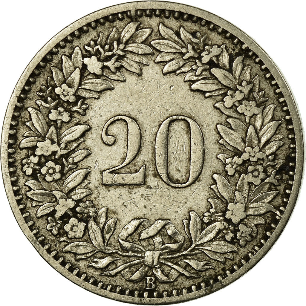 Coin, Switzerland, 20 Rappen, 1897, Bern, VF(20-25), Nickel, KM:29