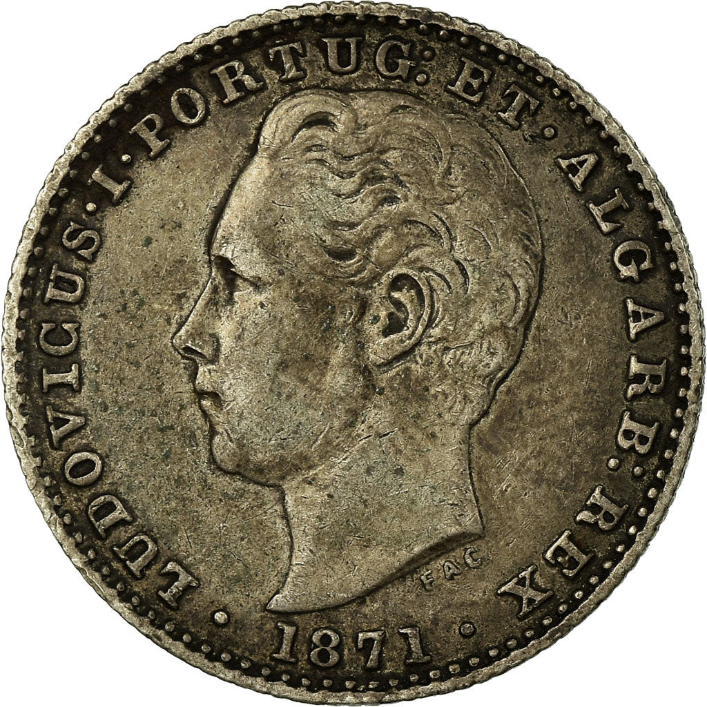 Coin, Portugal, Luiz I, 100 Reis, 1871, EF(40-45), Silver, KM:510