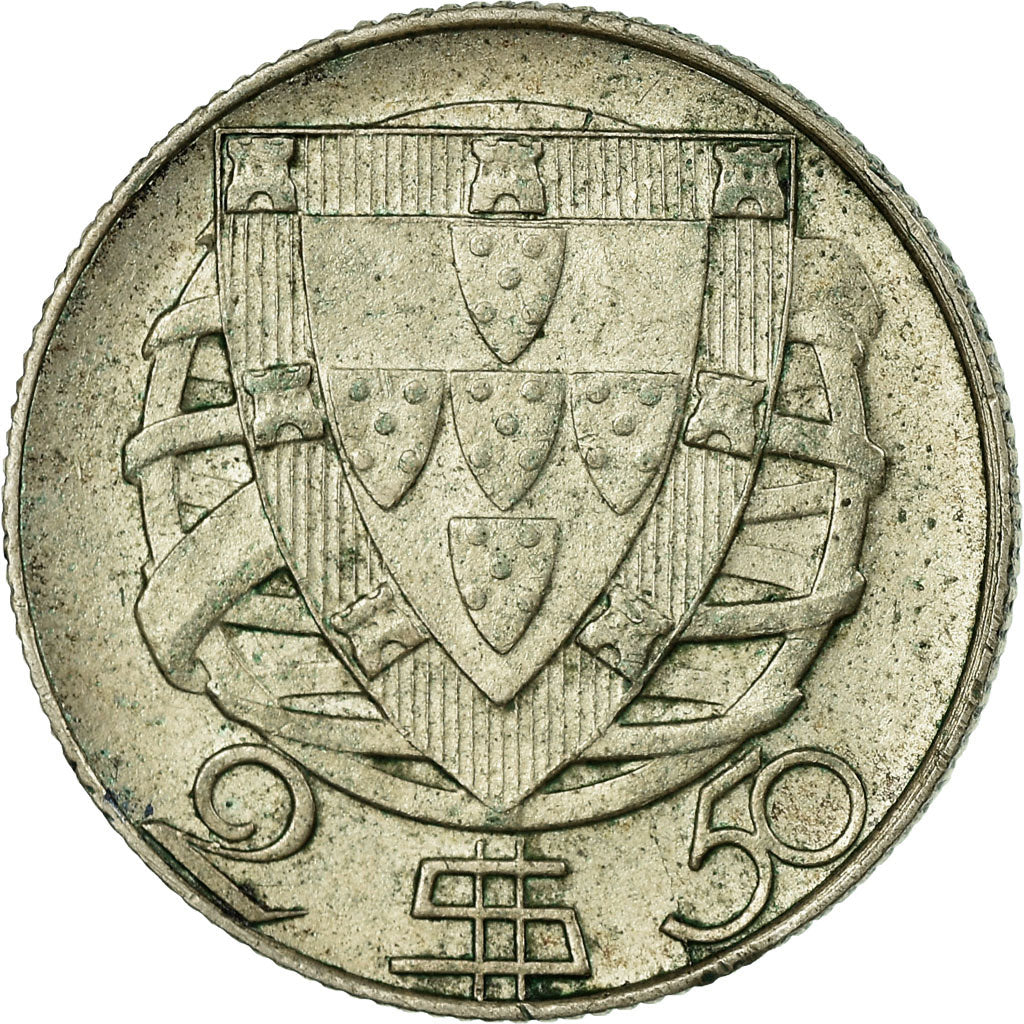 Coin, Portugal, 2-1/2 Escudos, 1944, EF(40-45), Silver, KM:580