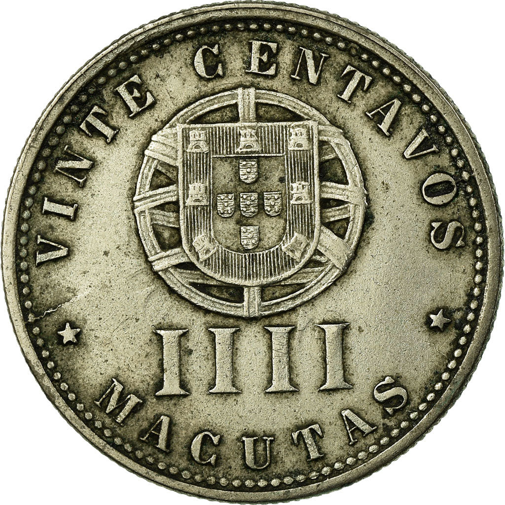 Coin, Angola, 20 Centavos, 4 Macutas, 1927, VF(30-35), Copper-nickel, KM:68