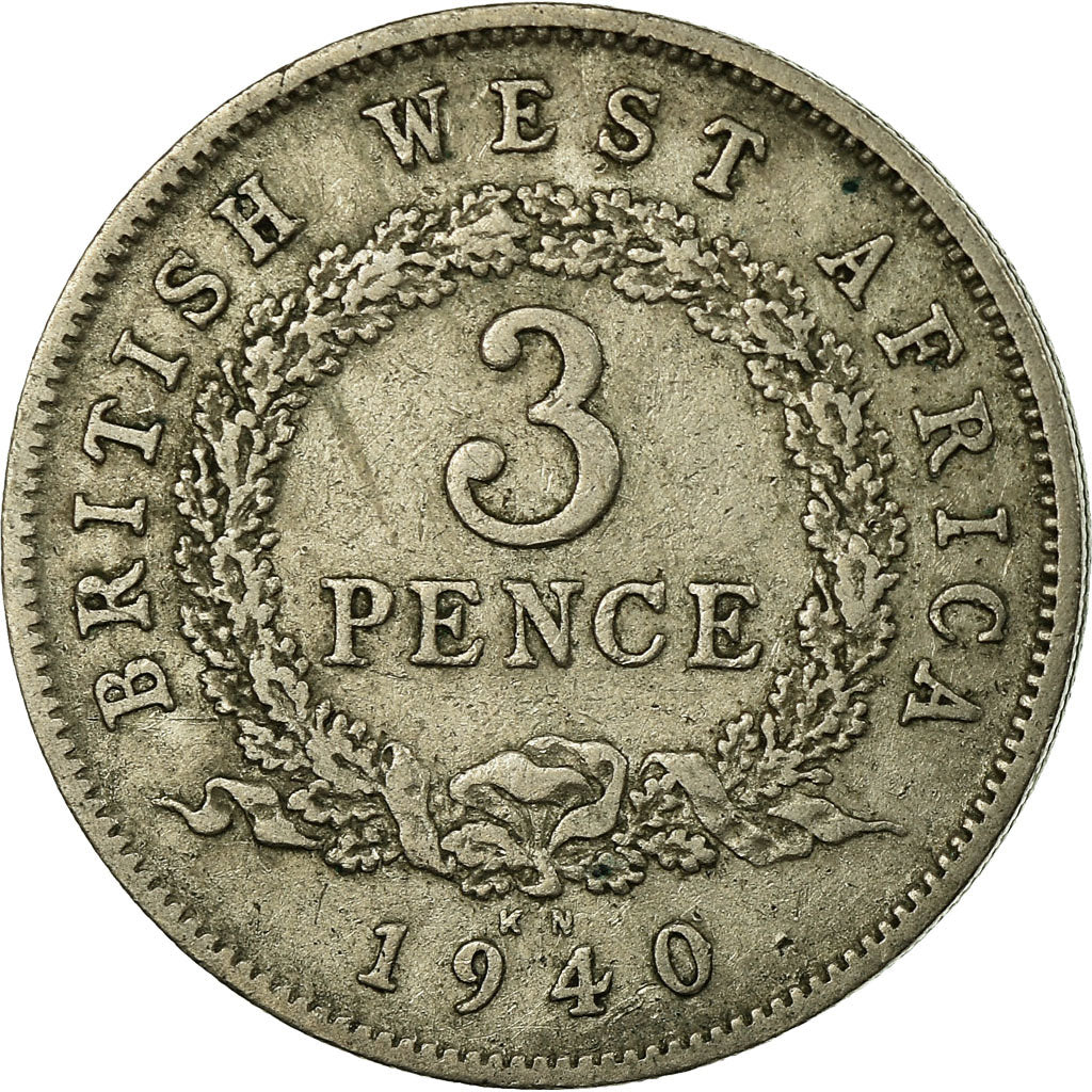 Coin, BRITISH WEST AFRICA, George VI, 3 Pence, 1940, VF(30-35), Copper-nickel