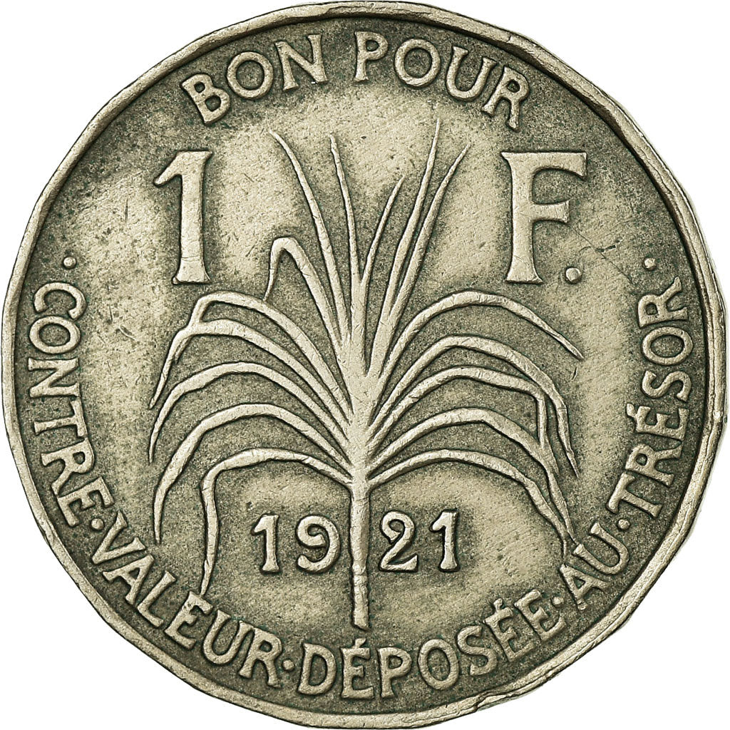 Coin, Guadeloupe, Franc, 1921, VF(30-35), Copper-nickel, KM:46